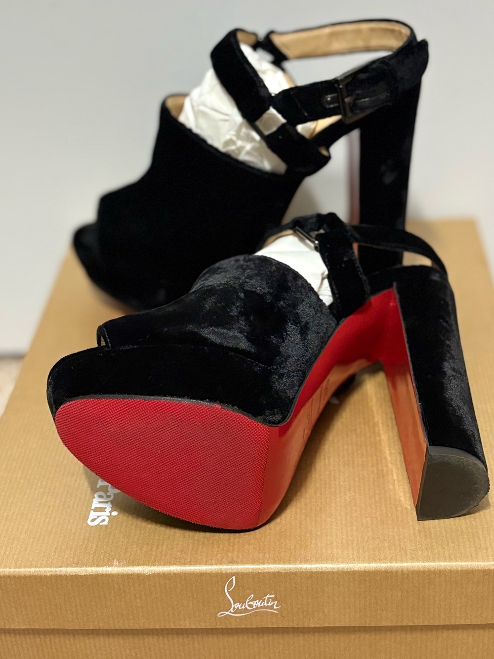 Christian Louboutin Tamila 140 | Velvet Platform Heels | sz 36.5 - Picture 7 of 8